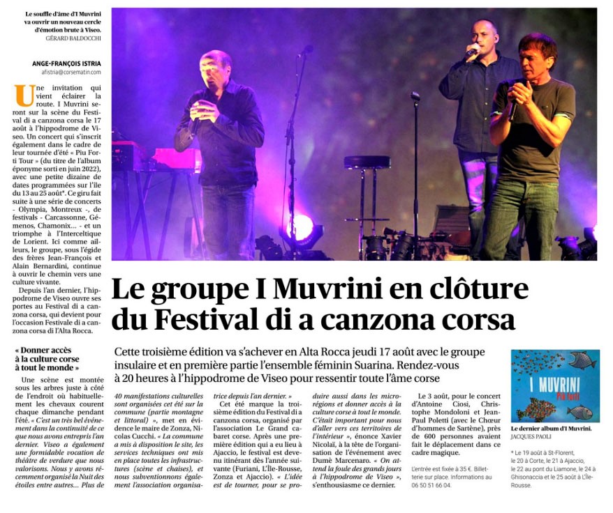 I Muvrini en clture du Festival di a canzona corsa